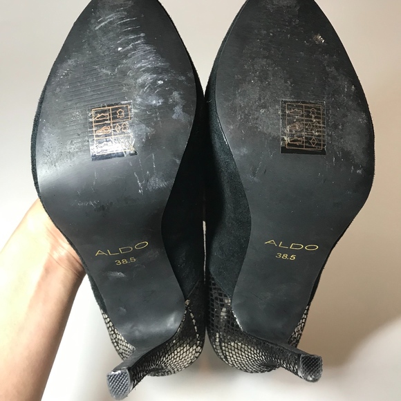 ALDO Black & Silver Pumps Heels, Size 38.5/US 7.5 - Picture 5 of 5